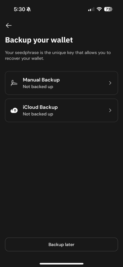 Xverse wallet back up options