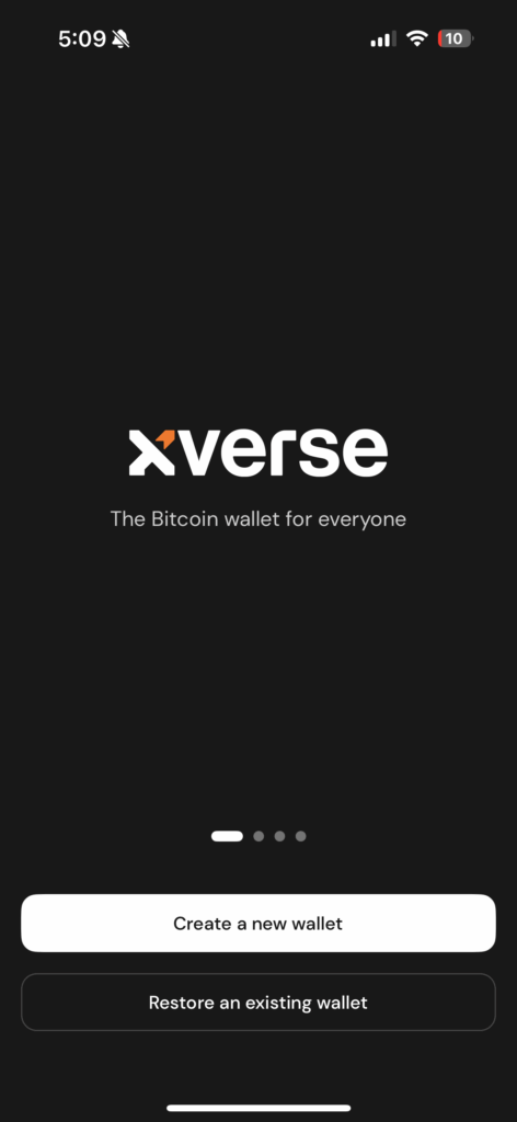 Xverse wallet main page