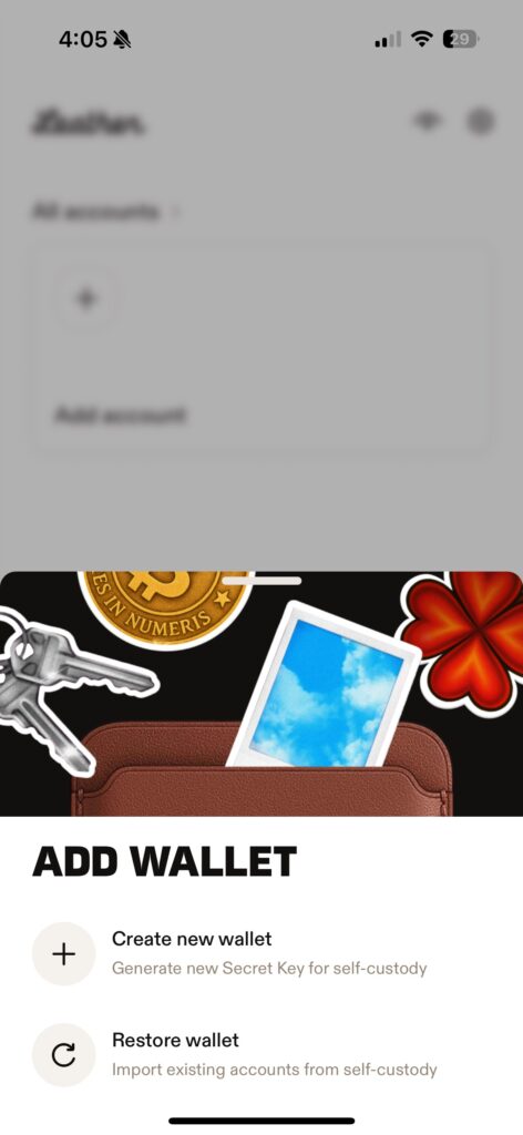 Create or add wallet to Leather wallet