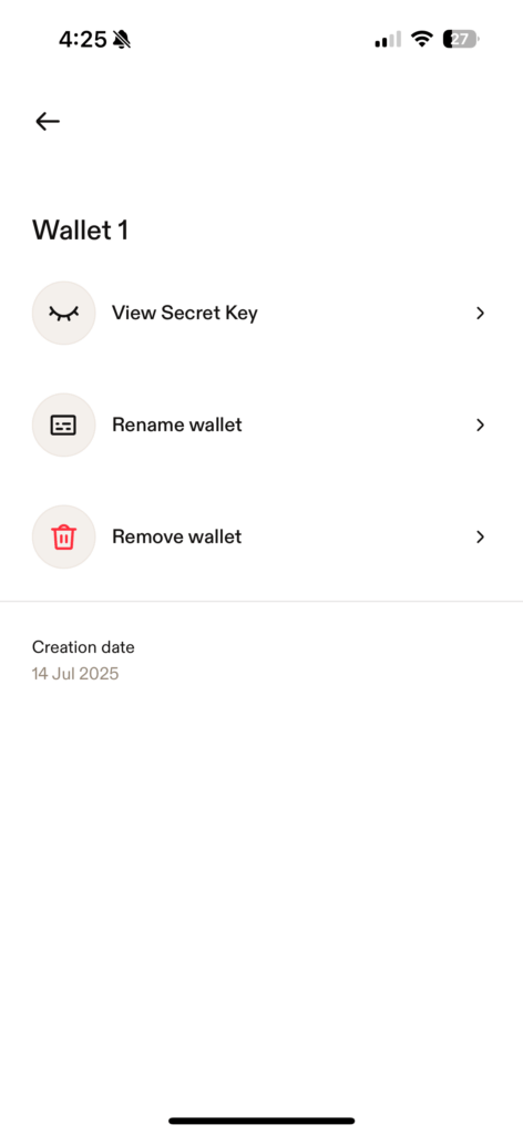 Leather crypto wallet settings