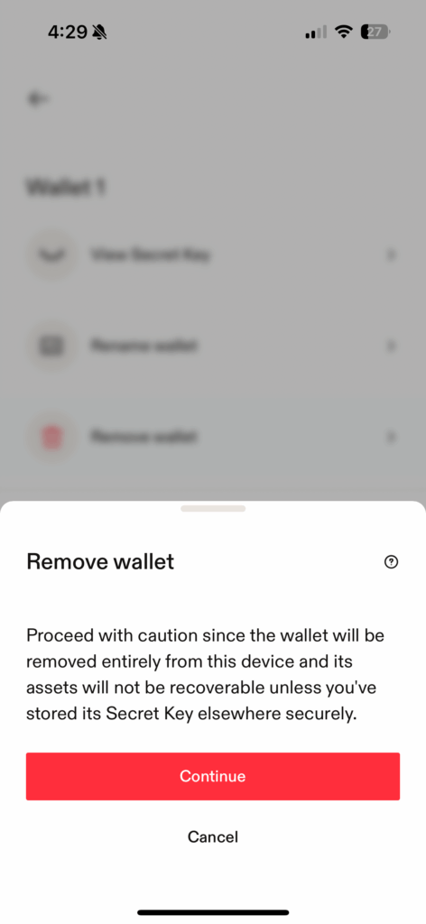 Removing a Leather crypto wallet